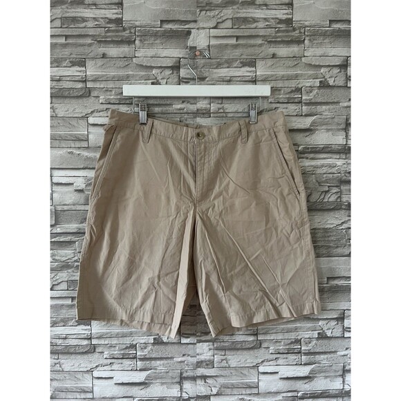 Columbia PFG Mens Bonehead Cotton Beige Flat Front Fishing Performance Shorts - Picture 2 of 10